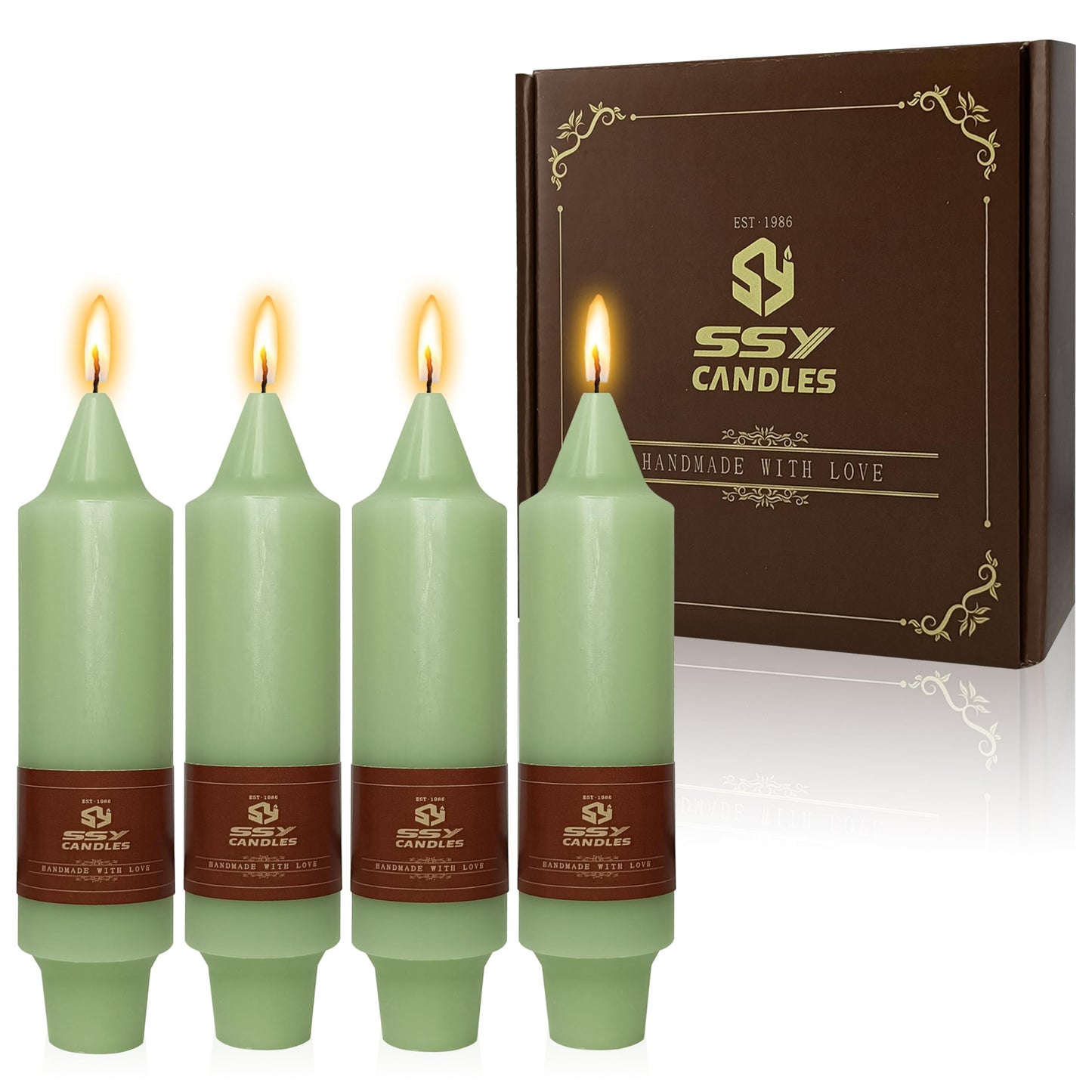 5 in Unscented Taper Candles Light Green Candles 4 PCS Smokeless Small Candlesticks for Dinner Household Wedding Party Home Décor