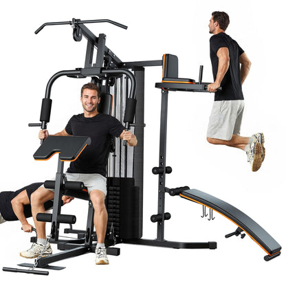 Home Gym with 118 LBS Weight Stack, Multifunctional Workout Station, All-in-One Exercise Equipment for Full Body Strength Training
