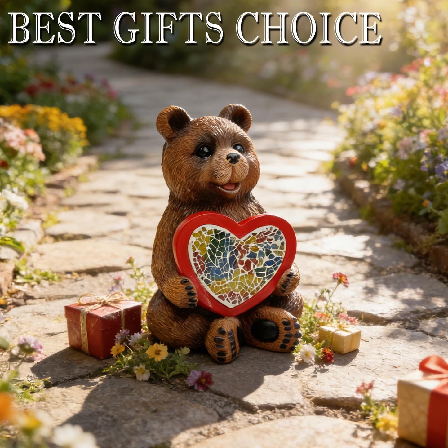Vasesun Solar Bear Garden Statues Decor for Outdoor, Brown Bear Figurine Lights for Lawn Patio Yard Decoration - Unique Christmas Housewarming Gift for Grandma Wowen Mom