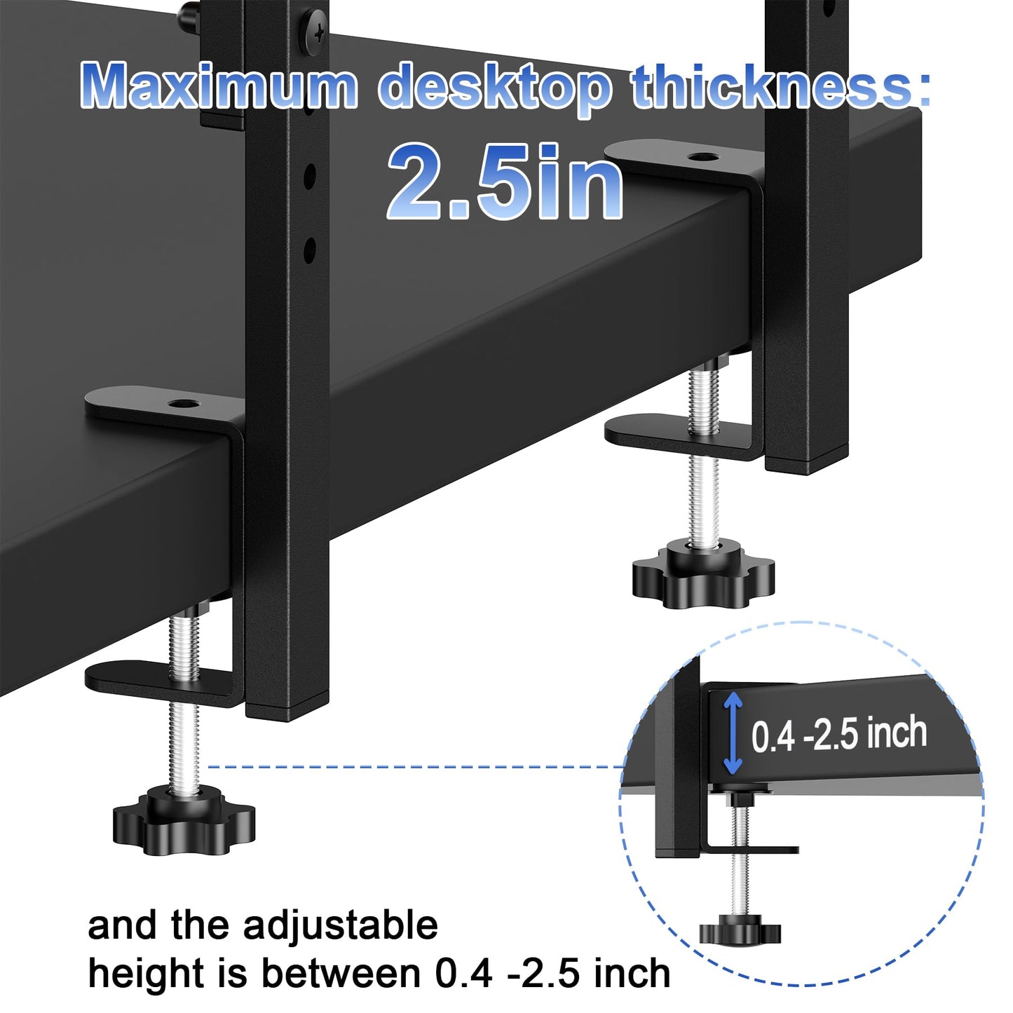Spacrea clamp on Desk Shelf, 2 Tier Office Desk Shelves Organizer, Wood Desktop Supplies Storage Rack, Desk Organizers and Accessories (Black)