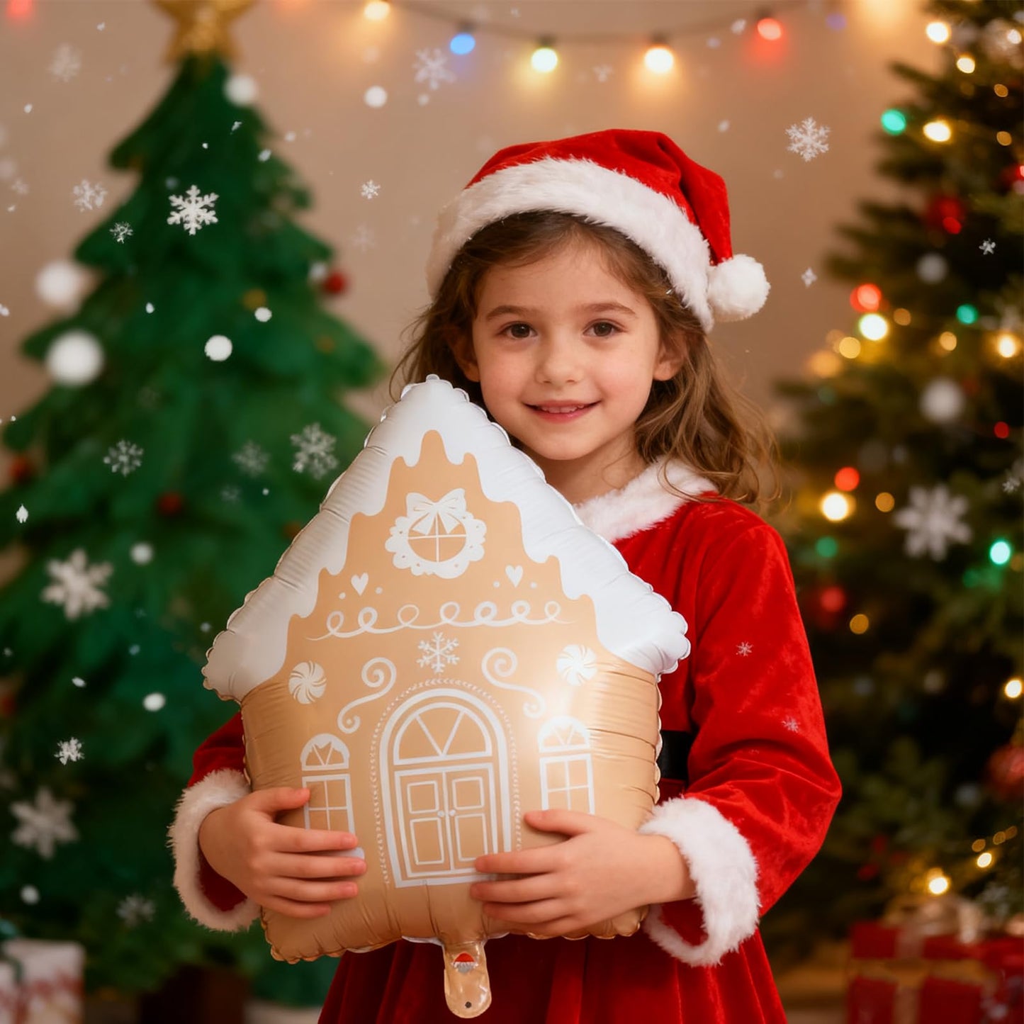 Gingerbread Balloon Arch Kit 147pcs Pink Brown Christmas Balloon Garland with Candy and Gingerbread House Mylar Balloon for Christmas Gingerbread House Candy Holiday Birthday Party Decorations