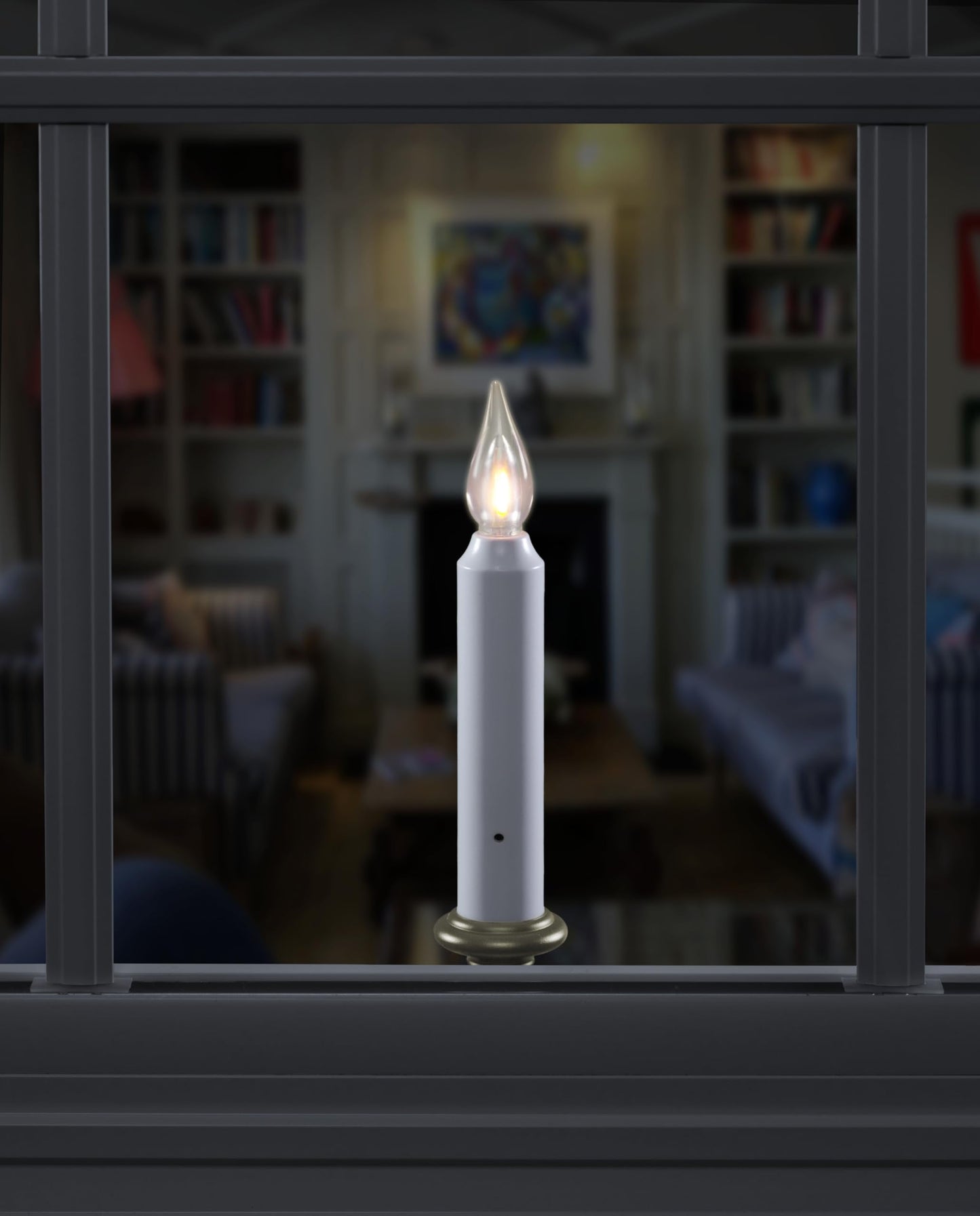 VC1820P 8.5 inch Battery Operated Vintage Filament LED Flameless Window Candle with Dusk to Dawn Timer and 3 Flame Settings, Silver