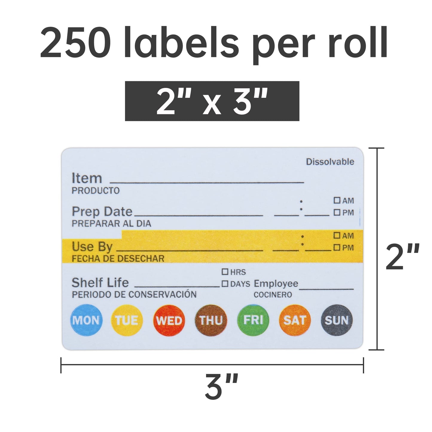 L LIKED Dissolvable Label Shelf Life for Food Rotation Use by Stickers 2 x 3 Inch Roll of 250 Labels