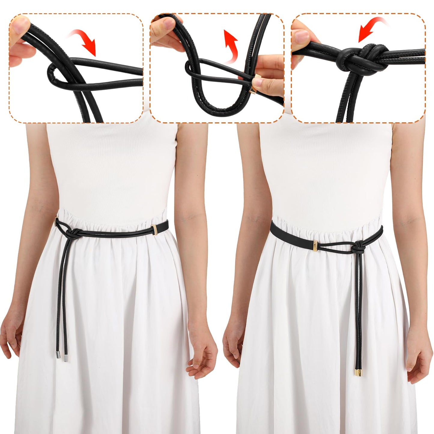 SUOSDEY Women Leather Knotted Thin Waist Belt for Dresses Jeans Pants Ladies Waist Rope Belts,Width 0.75"