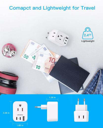 South Africa Travel Plug Adapter, HANYCONY Type M Power Adapter with 2 AC Outlets 3 USB Ports(2 USB C) for US to South Africa Botswana Namibia India Nepal Bhutan Sri Lanka