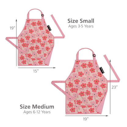 Urban Infant Little Helper Kids Apron - Children's Cooking Art Gardening - Great Gift for Toddler Boys and Girls - Poppies, Small