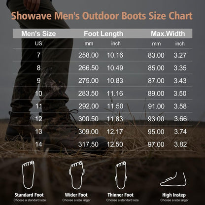 Showave Men's Rubber Boots Waterproof Rain Footwear Durable Short Hunting Boots for Mud Gardening Yard and Chore Working (Size 14,Black)