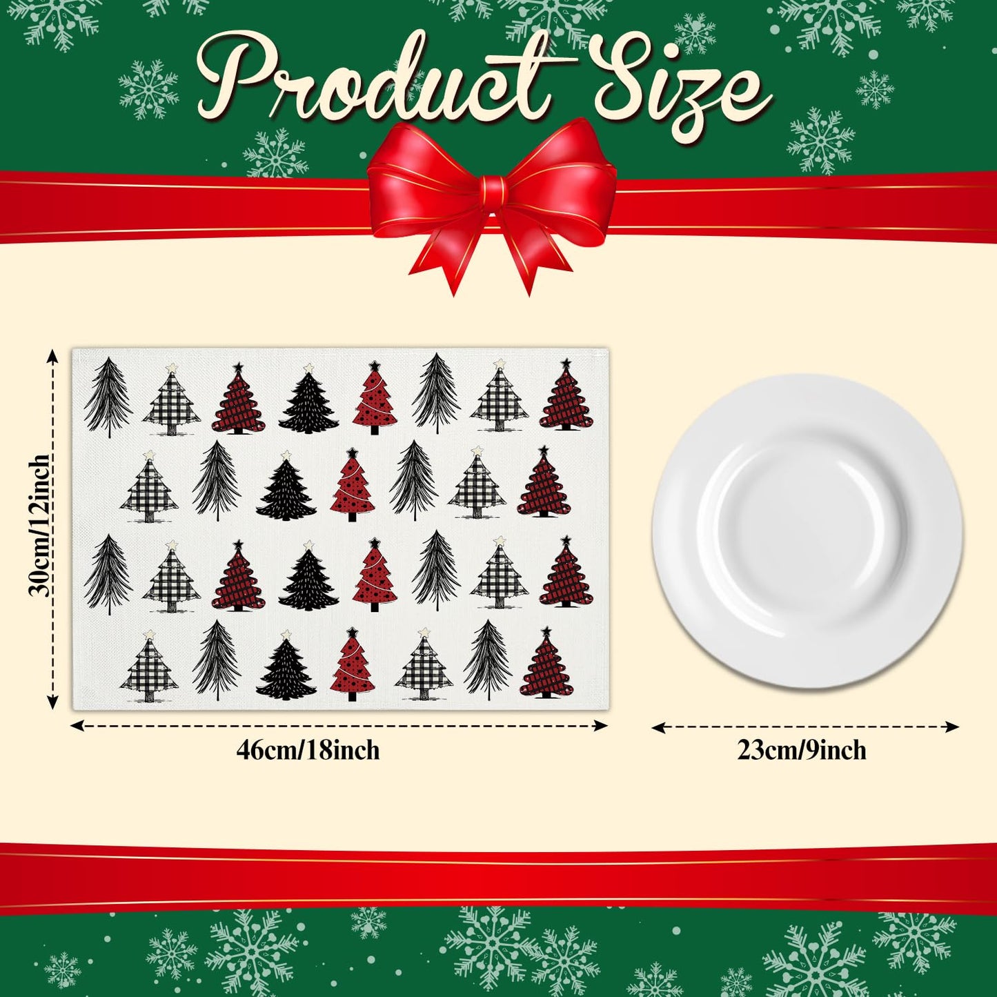 Christmas Tree Snowflakes Placemats Set of 4 Winter Gifts for Christmas Women Rustic Holiday Placemats Decor for Xmas Party Outdoor Home Kitchen Dining Recyclable Table Mats 12x18 inch - DH723