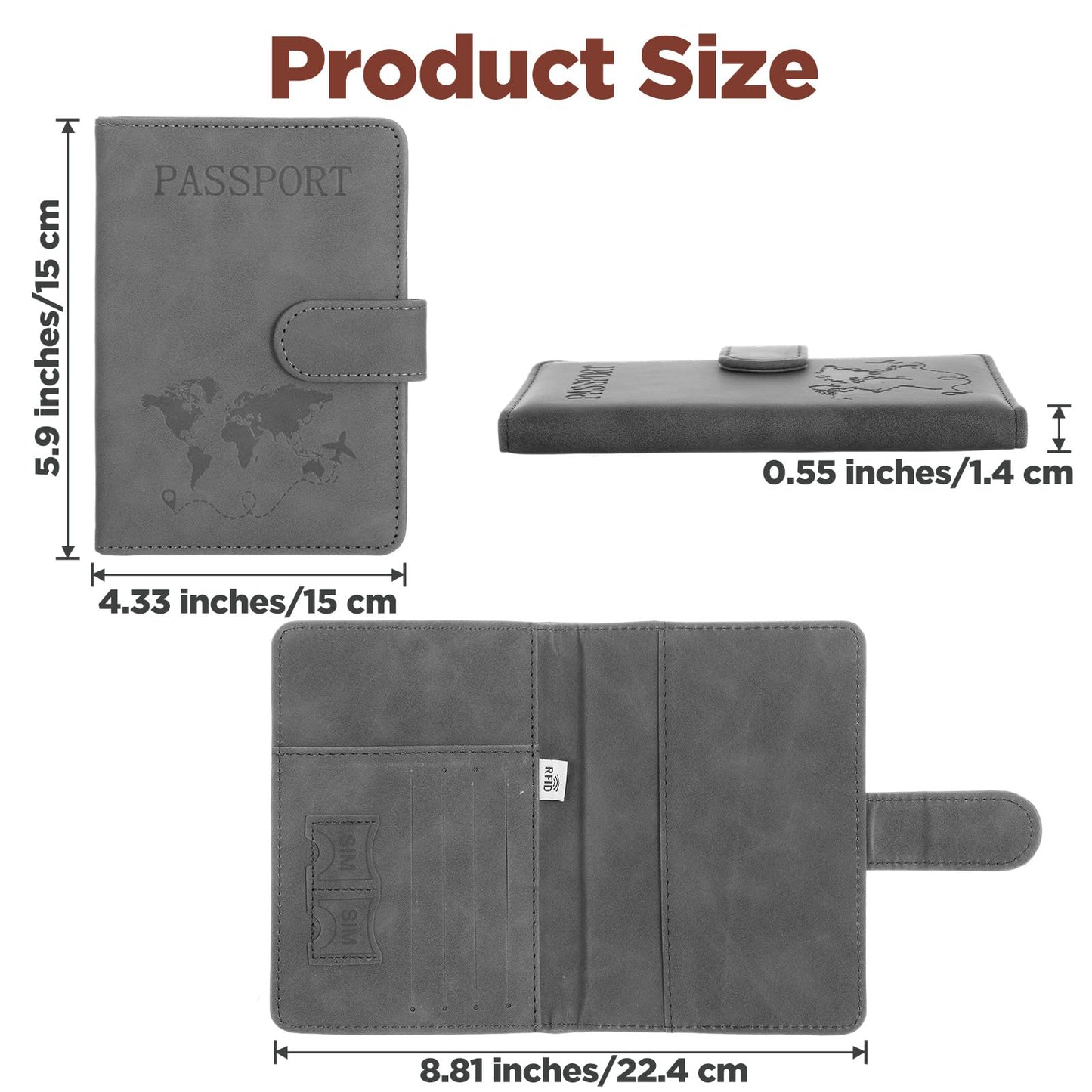 4 Pack Passport Holder for Travel, Passport Wallet Cover Case Waterproof RFID Blocking Passports Holders with Pen Holder Travel Must Haves Accessories, Passports Book Holders for Women and Men