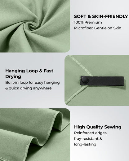 Chakipee Quick Dry Microfiber Towel Travel, Beach & Camping Towels. Fast Drying, Super Absorbent & Ultra Compact for Travel, Bath, Gym, Swimming, 1 Pack, 60''x30'' Army Green