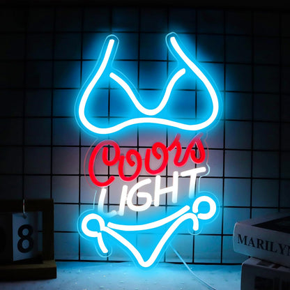 JFLLamp Crs LIGHT Neon Signs for Wall Decor Neon Lights for Bedroom Led Signs Suitable for Man Cave Bar Pub Restaurant Christmas Birthday Party Gift Led Art Wall Decorative Crs Light Bar Sign, 5V Usb Power, 17*11 Inch(Azure+red+white）