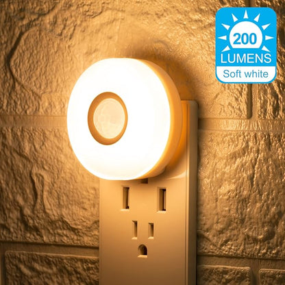 Night Light, Plug in LED Nightlight, 200Lumens Bright Plug-in Motion Sensor Light Indoor, Energy Efficient, Soft Warm Lighting for Home(Warm White 4Pack)
