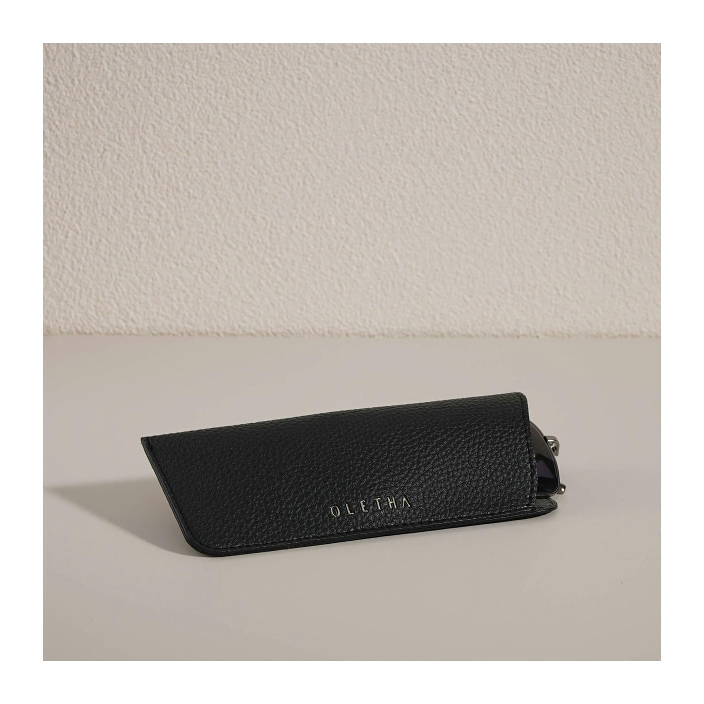 OLETHA Soft Glasses Case Set of 2 - Aesthetic Slim Travel Pouch for Sunglasses Eyeglass Reading Glass - Black