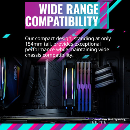Cooler Master Hyper 212 Halo Black CPU Air Cooler, 120 Halo² PWM Fan, Dual Loop ARGB, Aluminum Top Cover, 4 Copper Heat Pipes, 154mm Tall, AMD Ryzen AM5|AM4, Intel LGA 1851|1700|1200 Brackets
