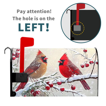 Kawani Winter Mailbox Cover Christmas Birds Holly Berry Branches Snow Mailbox Covers Magnetic Standard Size 21x18 Inch Winter Xmas Holiday Post Letter Box Cover for Garden Yard Decor