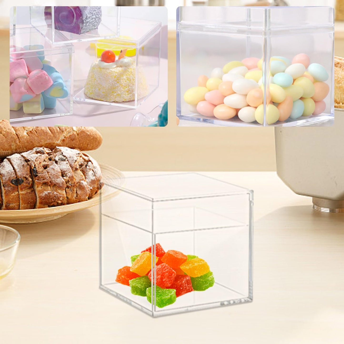 LIDSCURA 24 Pack 2''x2''x2'' Acrylic Box with Lids for Storage Display, Acrylic Cube Containers for Halloween Storage, Christmas Ornaments, for Candy Pill, Tiny Jewelry, Cosmetics, Party Favor