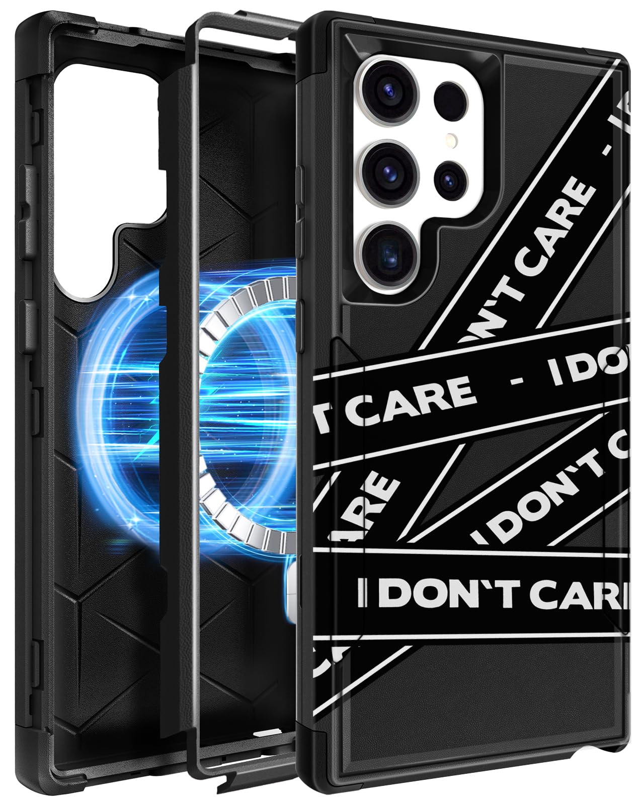 LISEVO Heavy Duty for Samsung Galaxy S24 Ultra Case - Compatible with MagSafe Shockproof Protective Rugged Magnetic Men Military Grade Shock Drop Proof Phone Cover Funda for S24 Ultra Case, Don’t Care