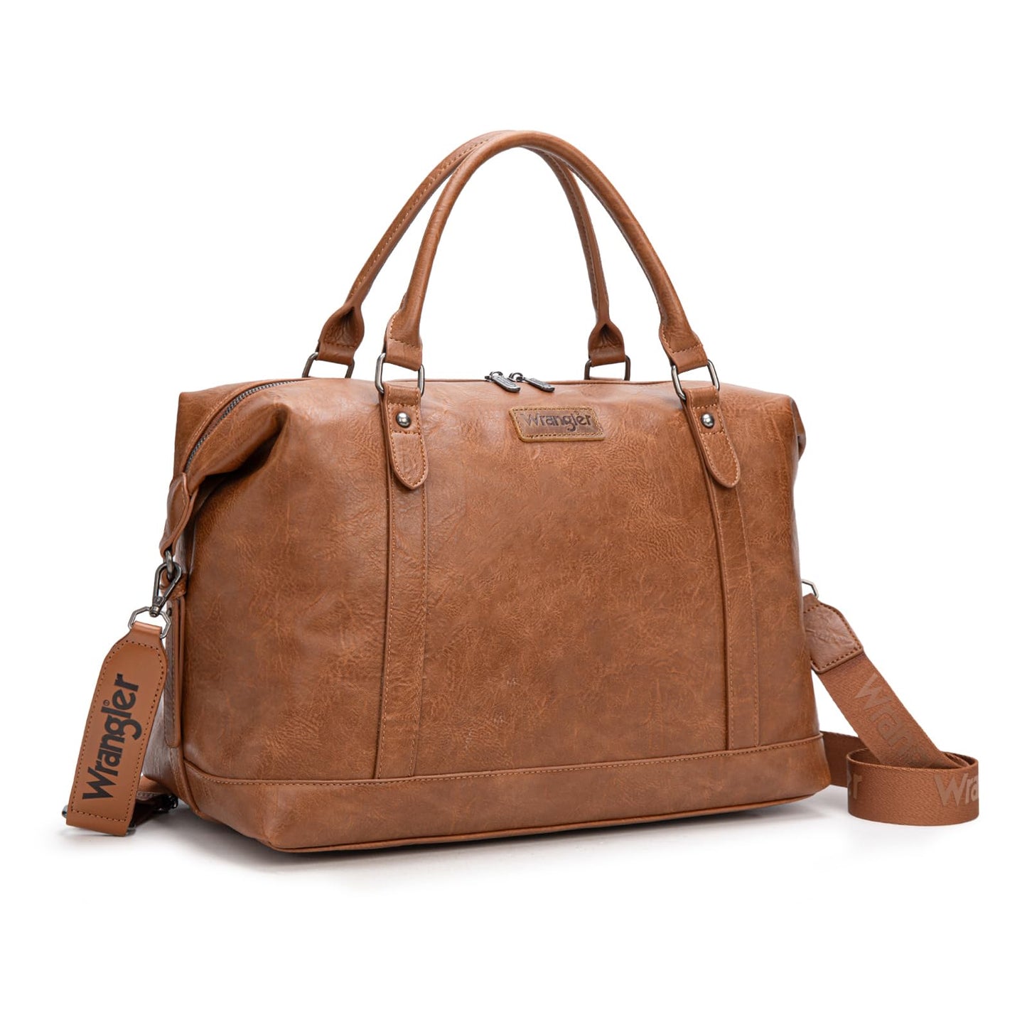 Wrangler Duffel Bag Large Travel Weekender Bag for Women Waterproof Carry on Overnight Bag for Gym,Trips,Weekends,Brown