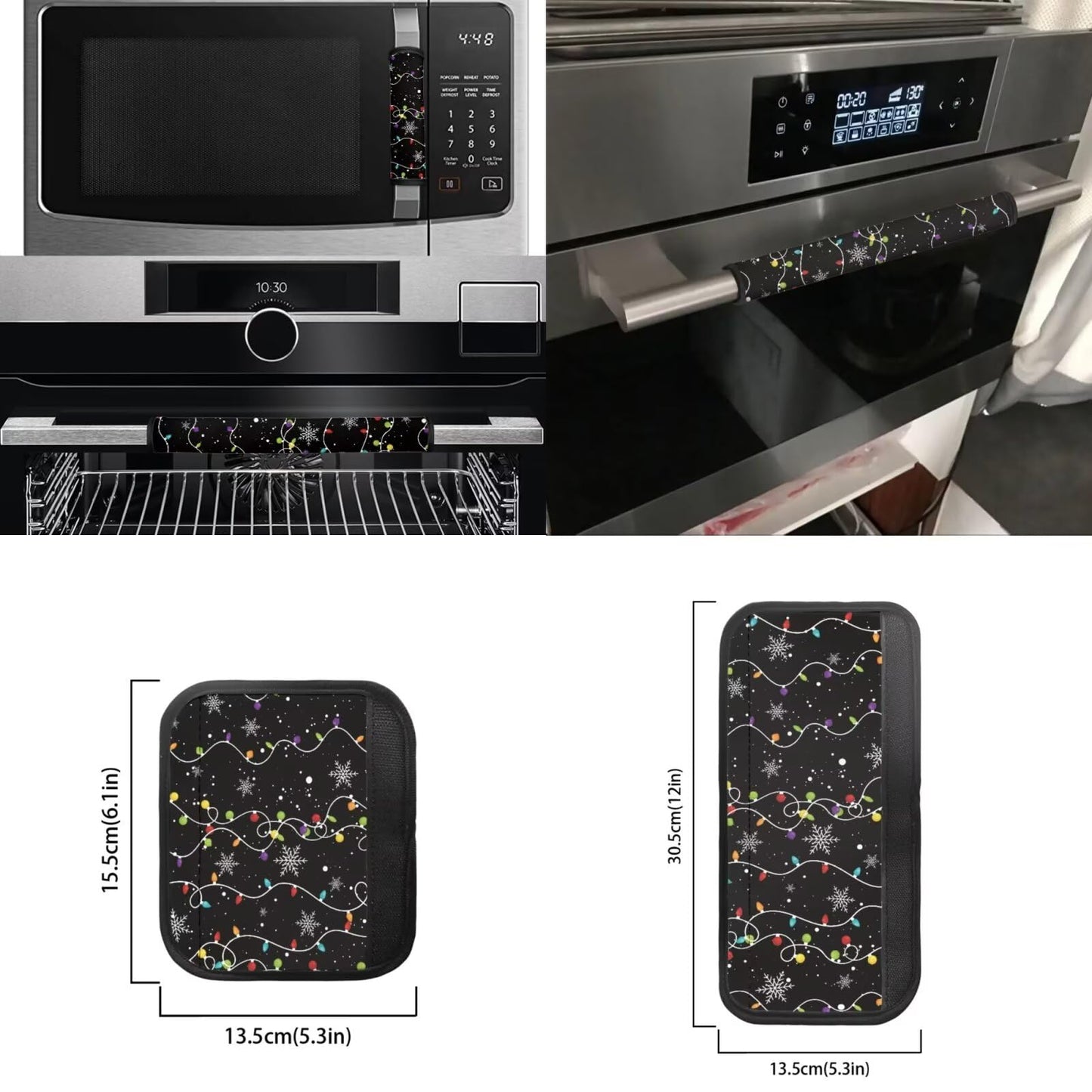 Yatixapu Christmas Lights Snowflakes Refrigerator Door Handle Covers Set of 6 Washable Appliance Handle Covers, Keep Your Kitchen Microwave Oven Dishwasher Clean Keep Off Smudges Fingerprint Oil Stain