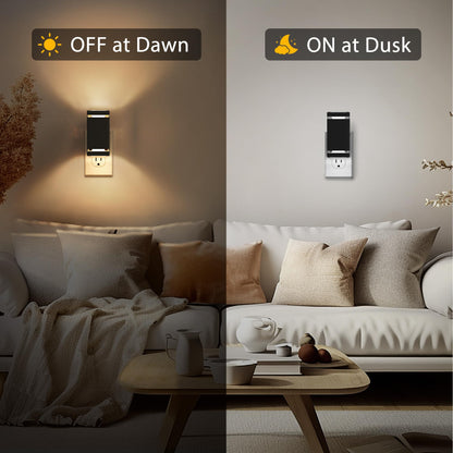 Briignite Night Lights Plug into Wall, Modern LED Night Light Plug in, Dusk to Dawn Sensor, Soft White 3000K, 0-100LM Adjustable Brightness, Dimmable NightLight for Hallway, Bedroom, Stairway, 2 Pack