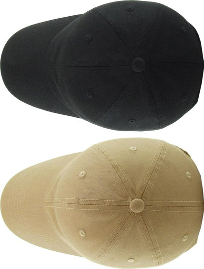 Classic Low Profile Cotton Baseball Cap | Adjustable Dad Hat for Men & Women - Black & Khaki