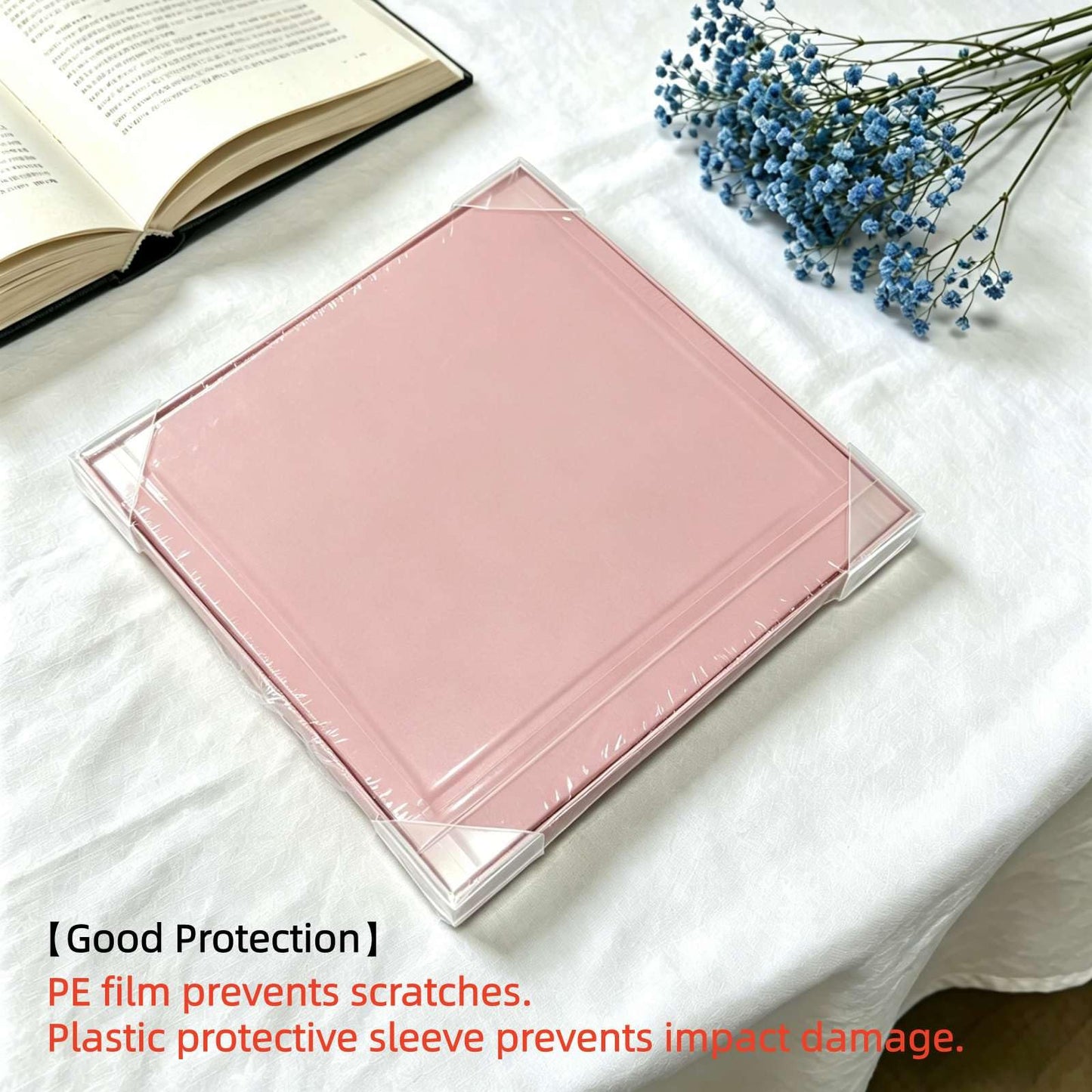 PACKGILO Gift Box 10x10x8 Inches，Pink Gift Box with Lid for Christmas，Anniversary，Birthday，Square Boxes with Crinkle Paper，Ribbon，Alphabet Stickers