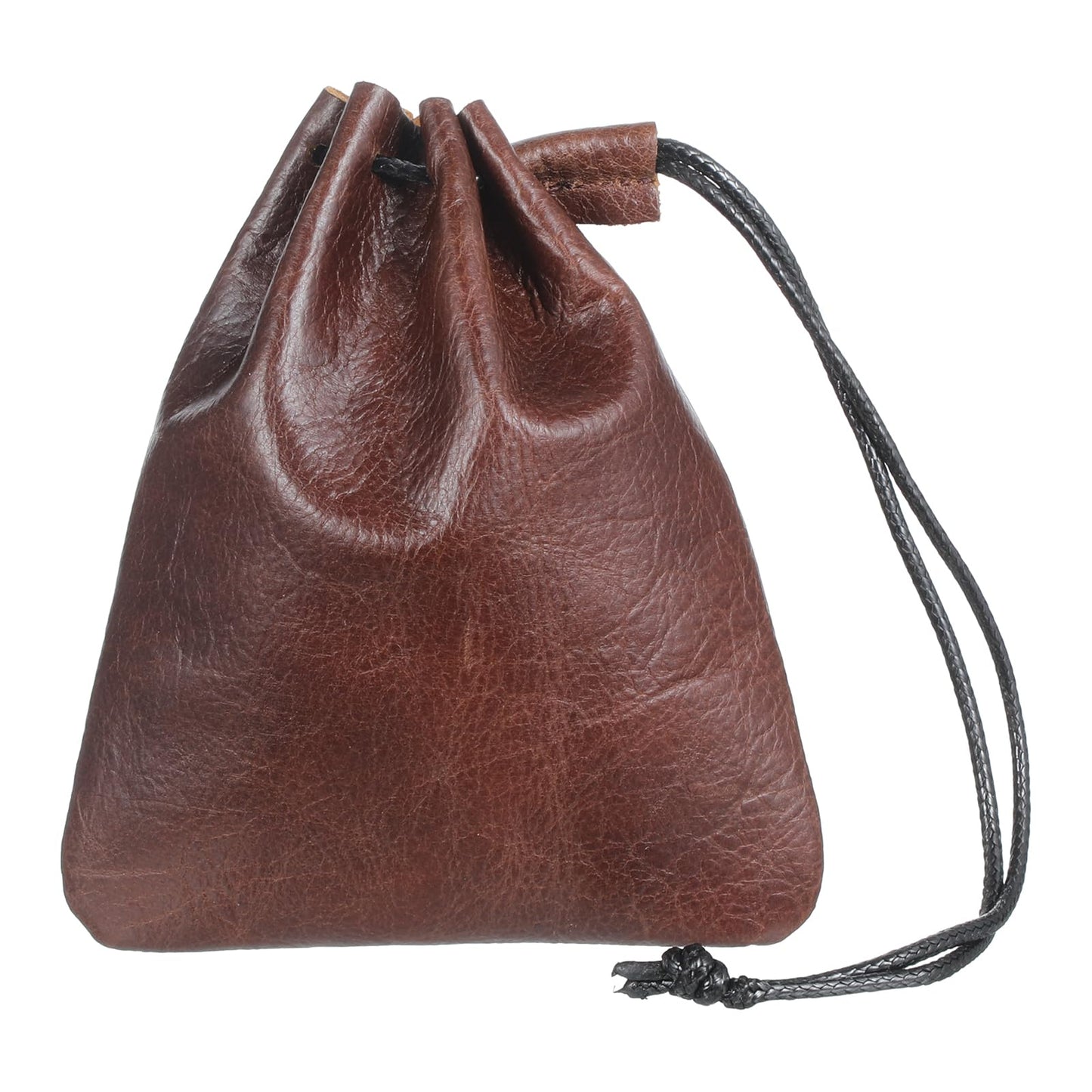 HJZHII Leather Drawstring Pouch, Small Drawstring Dice Pouches Storage Bags Vintage Medieval Coin Waterproof Cowhide Bag(Large)
