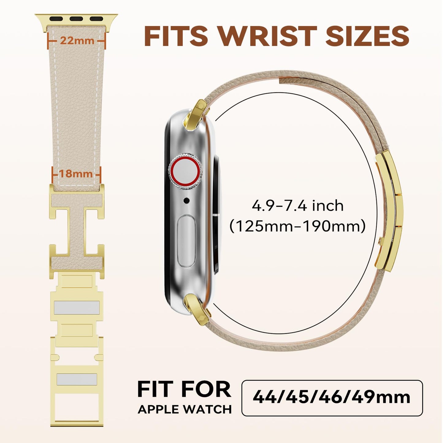 EVIE BAND Leather Stap Compatible with Apple Watch Bands for Women 40mm 42mm 44mm 46mm 38mm 41mm 45mm 49mm Series 11 10 Ultra iWatch Bands Men Magnetic Dreesy Designer Gold Clasp 9 8 7 6 5 4 3 2 1