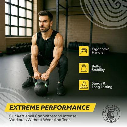 Kettlebell Kings Powder Coated Kettlebell Weights 5-90 LB | Workout Gym Equipment & Strength training sets for Women & Men | Durable Coating for Grip Strength, Rust Prevention