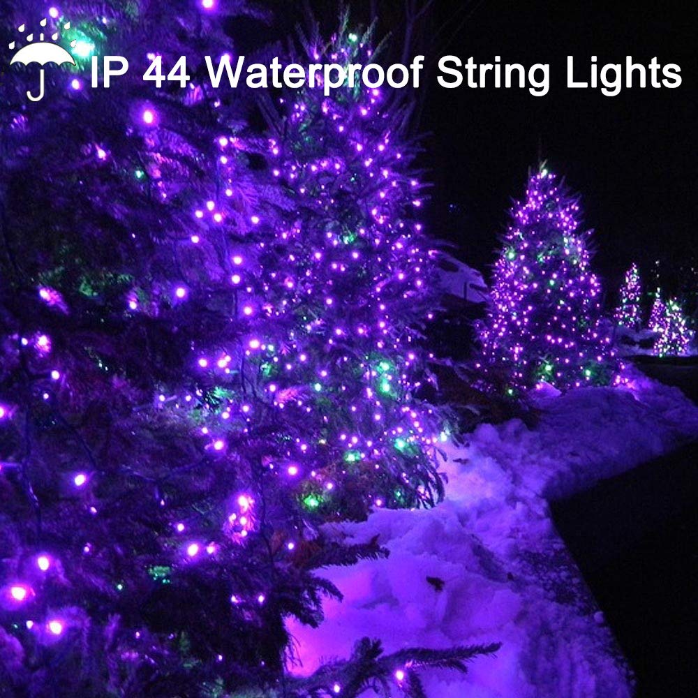 Christmas String Lights Purple Indoor - 220 LEDs 82ft/25m Memory Function 8 Modes End-to-End Plug in Outdoor Waterproof Decorative Inside/Outside Fairy Twinkle Xmas Tree Light for Halloween/Patio/Home