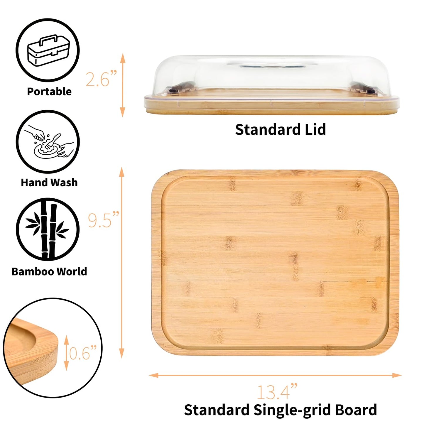 JEPISADI 2-Pack Charcuterie Board with Lid 4" Heightened Lid - 14.2" & 13.4" Bamboo Trays Entertaining - Housewarming Warming Gifts New Home, Gifts for Women - Large Food Platter