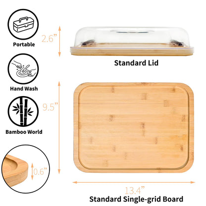 JEPISADI 2-Pack Charcuterie Board with Lid 4" Heightened Lid - 14.2" & 13.4" Bamboo Trays Entertaining - Housewarming Warming Gifts New Home, Gifts for Women - Large Food Platter