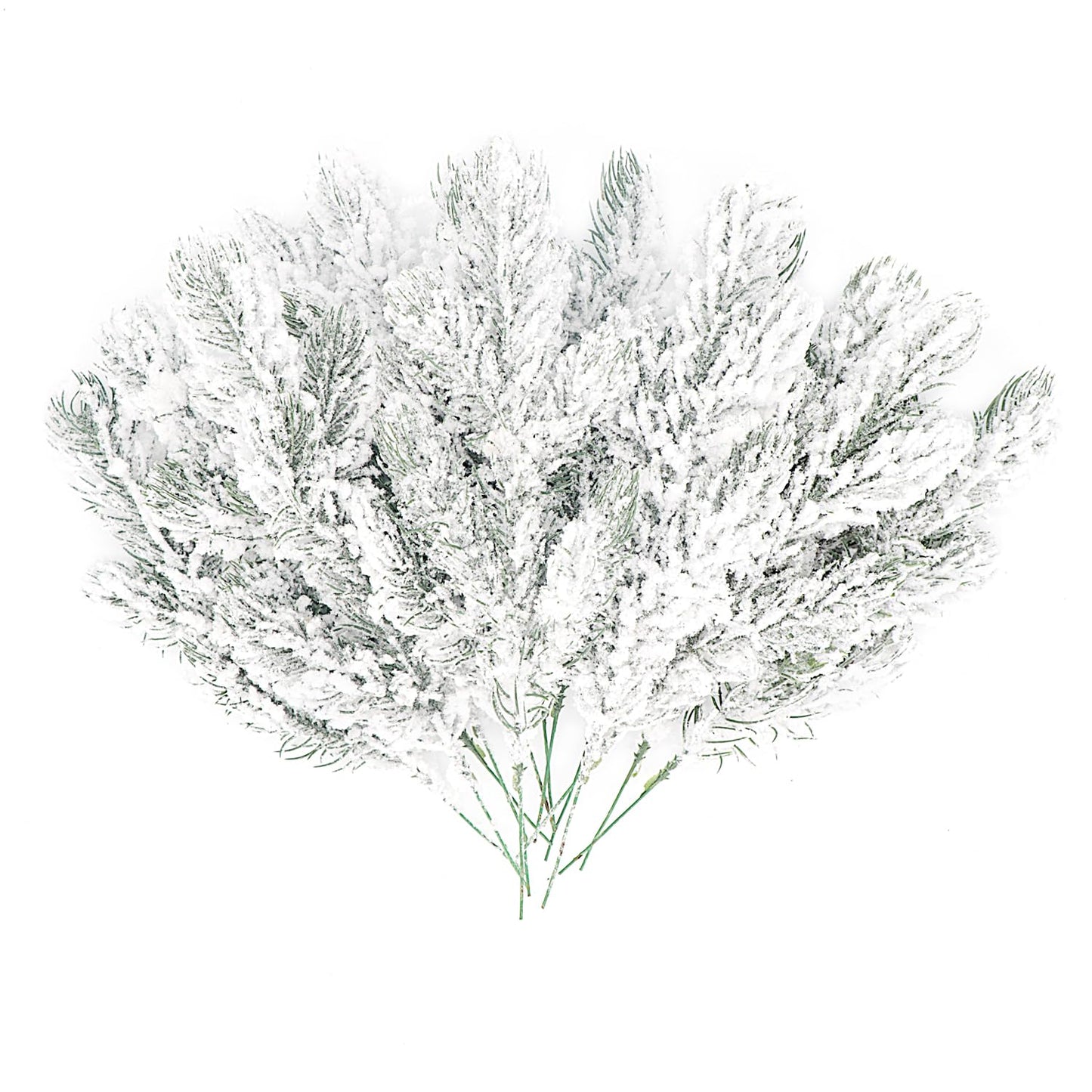 12Pcs Snowy Artificial Pine Needles - Branches Twigs 10.6" Frosted Pine Picks Greenery Stems for Crafts, Wreaths, Garlands - Holiday Decor