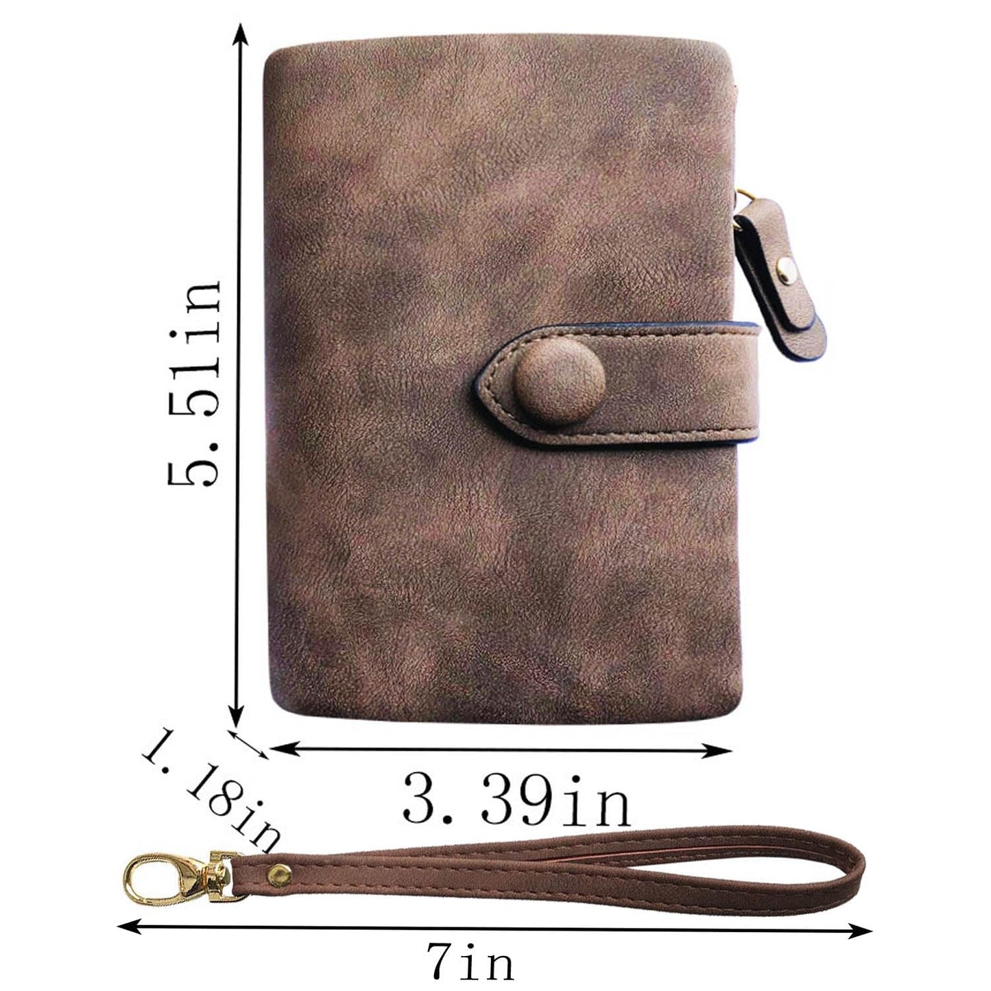 PofeeXIO Womens Small Bifold Leather Wallets Rfid Ladies Wristlet with Card slots id window Zipper Coin Purse (Brown)