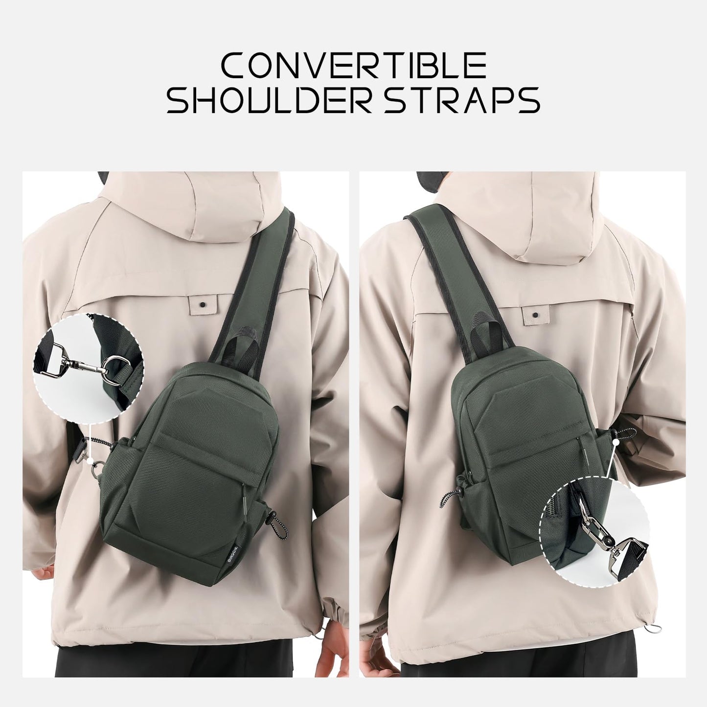 BIRDDIE Small Sling Crossbody Bag For Men And Women, Nylon Hiking Shoulder Bag, Waterproof Small Backpack, Suitable For Cycling, Hiking, And Travel