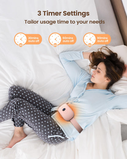 Heating Pad for Period Cramps, Fast Heating with 6 Heat Levels and 6 Massage Modes, Portable Menstrual Heating Pad, Belly Period Massager for Women and Girls, Pink