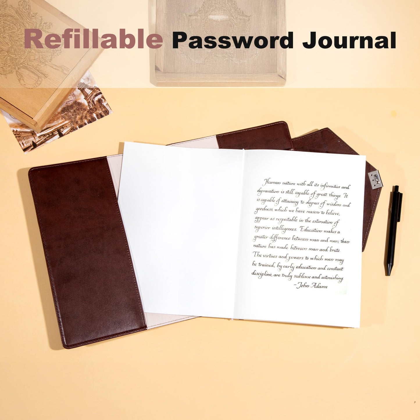 CAGIE Large Notebook Diary with Lock, 7.5 x 10 Inch Leather Journal with Lock for Writing, 220 Pages Women Men Hardcover Lock Diary Password Protected Notebook with Pen & Gift Box