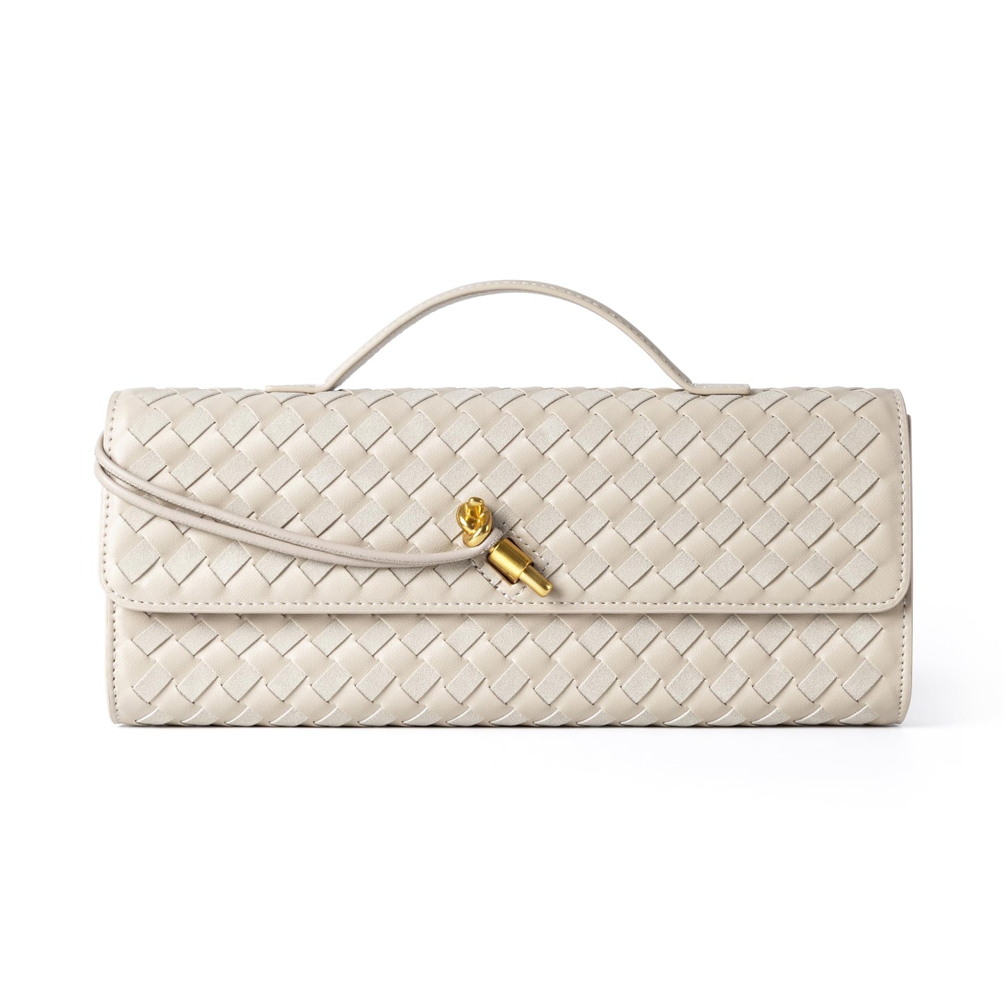Joryin Woven Purse For Women Evening Clutch Woven Leather Handbags Crossbody Bag Suede Purse Formal Evening Bag, Seashell Beige