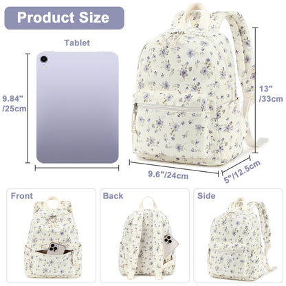 BTOOP Mini Backpack Women Girls Water-resistant Small Backpack Purse Shoulder Bag for Womens Adult Kids School Travel (Purple Floral201)