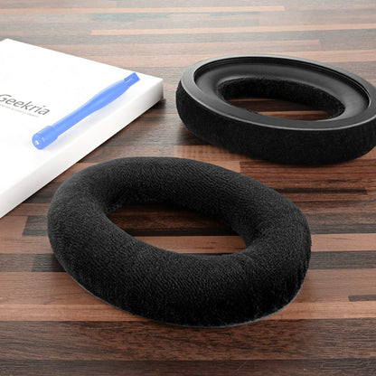 Geekria Comfort Velour Replacement Ear Pads Compatible with Sennheiser Game ONE, PC360, PC363D, PC373D Headphones Ear Cushions, Repair Parts with Video Guide (Black)