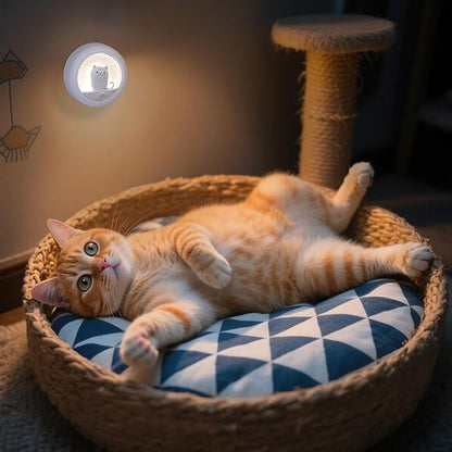 Attivolife Cat Motion Sensor Night Light, Cute Cat Magnetic LED Rechargeable Lamp with Dimmable, Portable Room Bedroom Bathroom Kitchen Wardrobe Stair Locker Wall Decor Lamp for Kid Teen(White x 2)