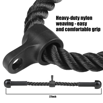 QIANGZEHU Tricep Rope Cable Attachment for Gym Rope Pull-Down Attachment with Rubber Handles Exercise Machine Attachments Pulley System