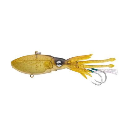 Nomad Design Squidtrex Patented Vibrating Fishing Lure- Scent Added TPE Soft Plastic Lure for Saltwater w/Strong BKK Assist Hooks, Fishing Bait that catches many species,110mm,1 3/4oz Green Gold Gizzy