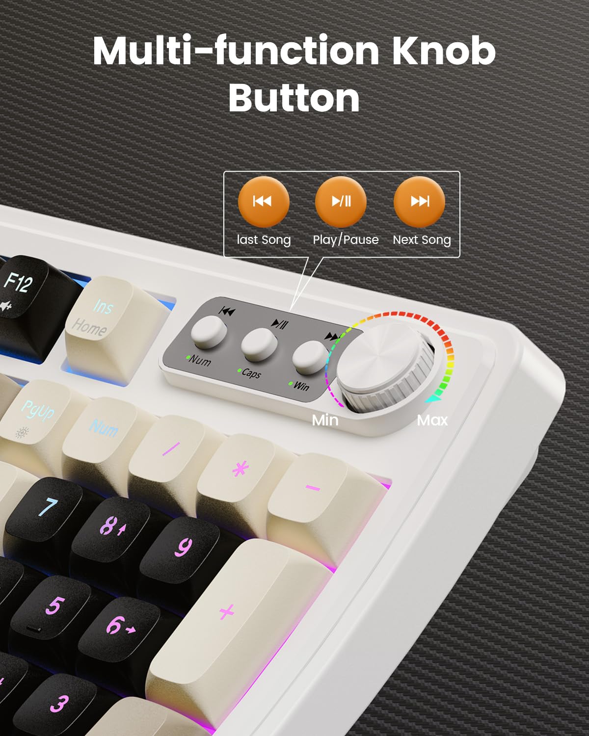 SABLUTE Wired Gaming Keyboard and Mouse, RGB Backlit Mechanical Feel PC Gaming Keyboard with Multimedia Knob & Anti-Ghosting Ergonomic Premium Leather Wrist Rest for Game (White)