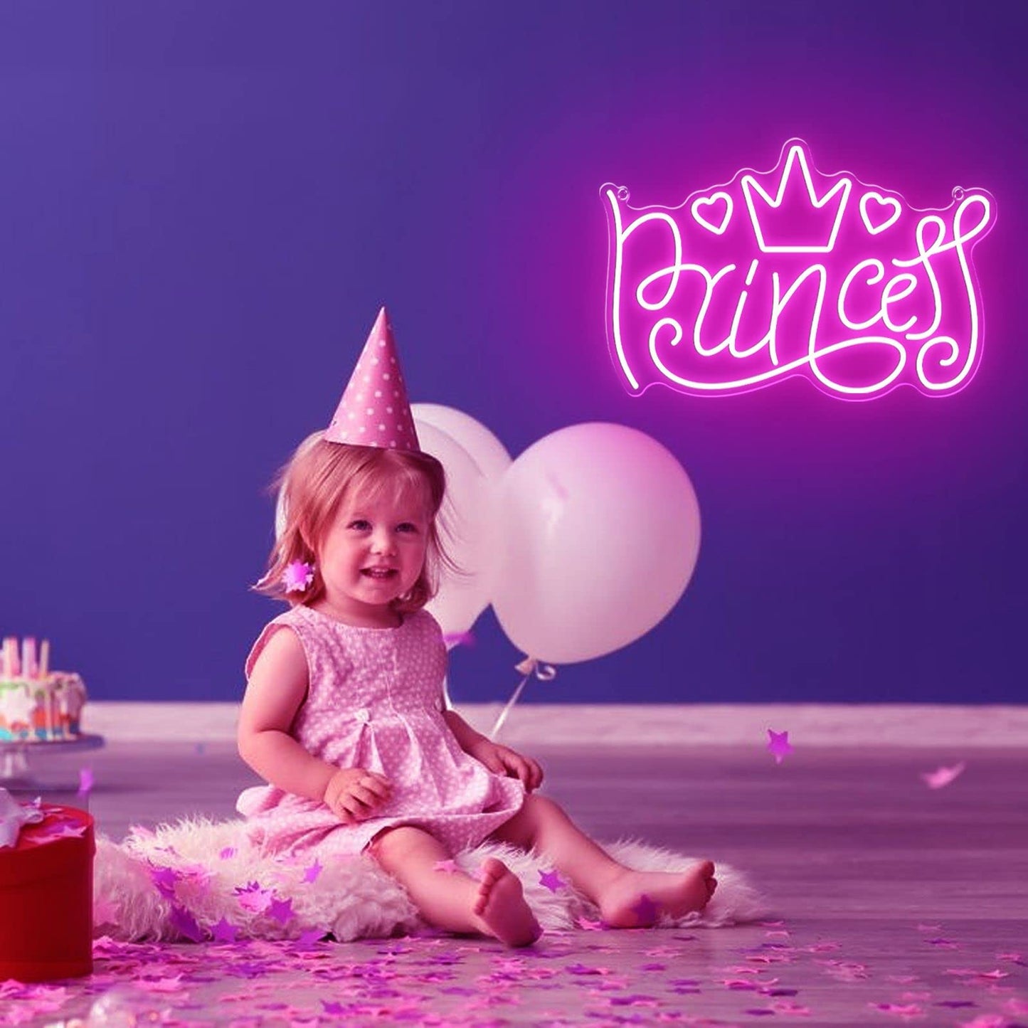 Princess Neon Signs for Wall Decor, Large LED Lights Sign Unique Art Ornaments with Switch, Chirstmas Birthday Party Decoration, Gift for Girl Boys.