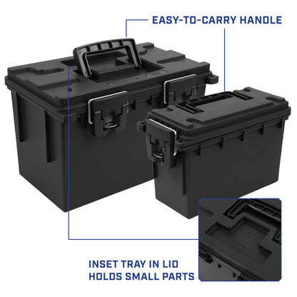 Sheffield Ammo Box Made in USA, Stackable Lockable Ammo Storage Box, Black