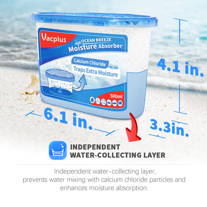 Vacplus Moisture Absorbers 12 Pack, 10.5 Oz, Humidity Absorber Boxes Attracts Extra Moisture from Your Bathroom, Closet, Kitchen, Dehumidifier for Closet (Ocean Scent), Light blue