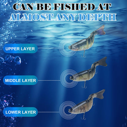 4Pcs Multi-Jointed Swimbait Fishing Lures, Lifelike Segmented Bass Lures with Treble Hooks, Slow Sinking Hard Bait for Freshwater Saltwater, Trout Pike Walleye Fishing Tackle for Anglers (A)