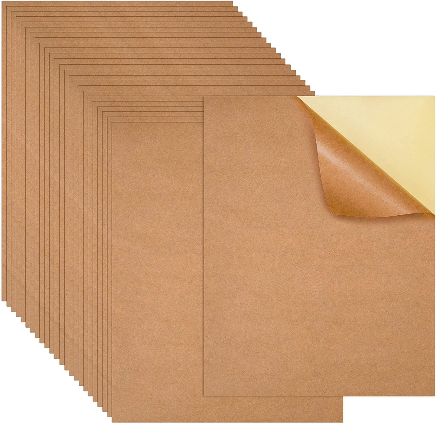 100 Sheets Kraft Sticker Paper Labels,Full Sheet Printable Sticker Letter Paper Label 8.5" x 11" Self-Adhesive DIY Craft Project Labels for Laser & Inkjet Printer