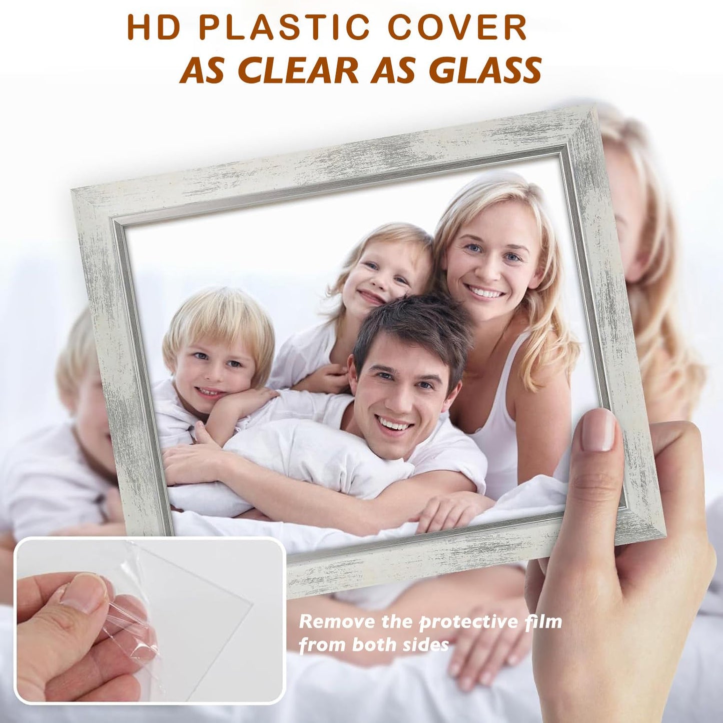 XUANLUO 6x8 Picture Frames Set of 4 Rustic Retro Photo Frame with HD Plastic Cover for Wall Mount and Tabletop Display Family Friends Wedding Gift